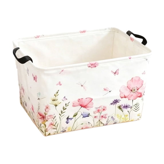 Celsvanis Canvas Storage Basket Foldable Organizer Bin With Reinforced Handles, Collapsible Storage Box Multipurpose Household Closet Bedroom Pantry Storage