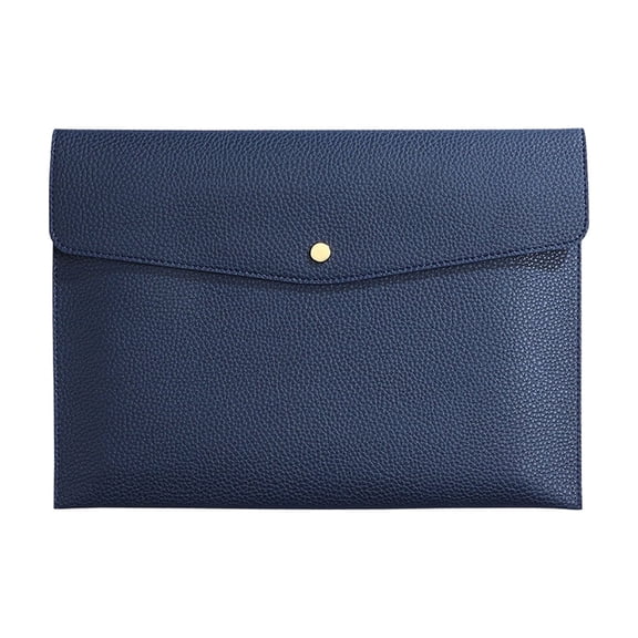 Celsvanis File Folder Waterproof Leather Document Bag Envelope Pouch with Removable Hand Strap Document Holder for Office Back to School 13"x9" Navy