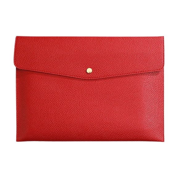 Celsvanis File Folder Waterproof Leather Document Bag Envelope Pouch with Removable Hand Strap Document Holder for Office Back to School 13"x9" Red