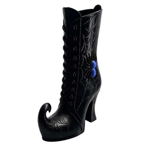 Celsvanis Flower Vase Gothic Witch Boot Vase Halloween Centerpiece Decorative for Floral Display Fireplace Table Home Party Indoor Decor