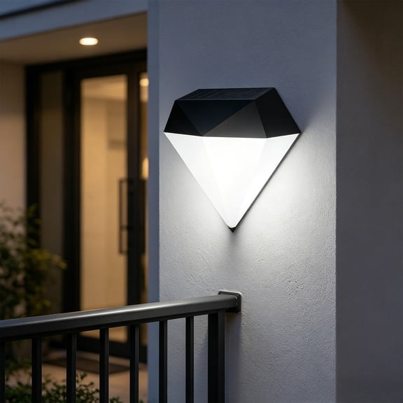 Celsvanis Solar Wall Lights, Diamond Shaped Decorative Ambient Waterproof Patio Lamps Soft Glow for Yard Garden Fence Backyard Landscape 5"