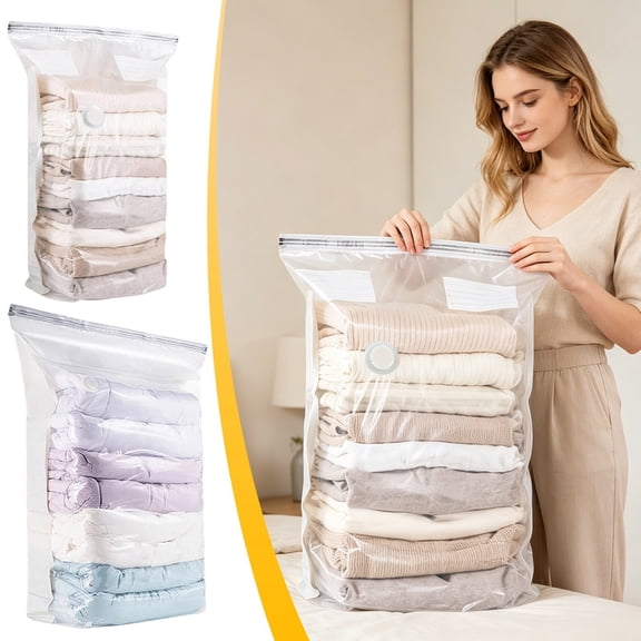 Celsvanis Vacuum Storage Bag Heavy Duty Large Compression Storage Sack, No Pump Needed Airtight Organizer Dust Proof Reusable Household Closet Storage