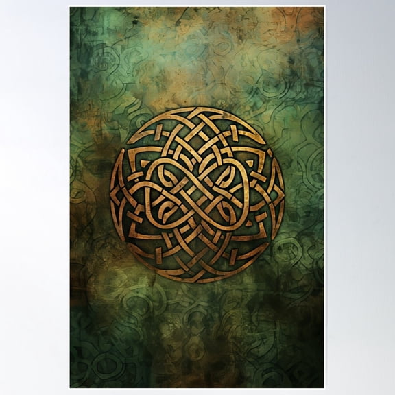 Celtic Artistry: Patina And Artisan Style Poster Wall Art, Modern Wall Decor For Living Room Bedroom, 24x36 UNFRAMED