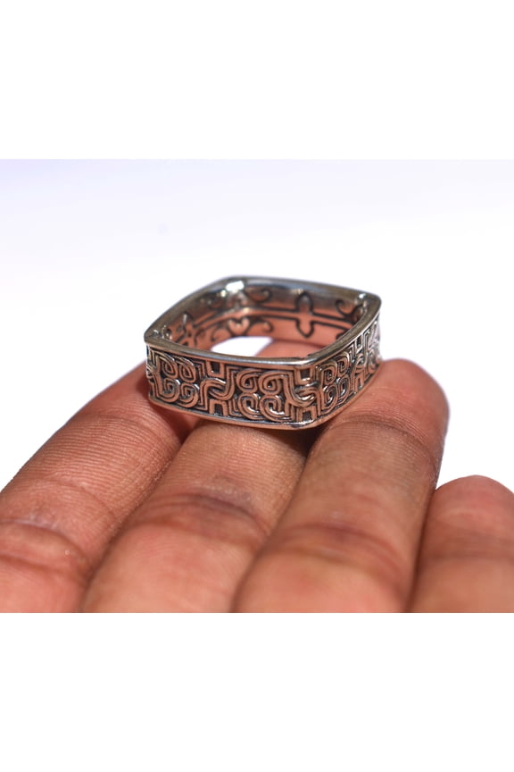 Celtic Band Square Celtic Textured Band 925 Sterling Silver Band Mens and Womens Wedding Bands Square Celtic Ring Square Band (10 US)