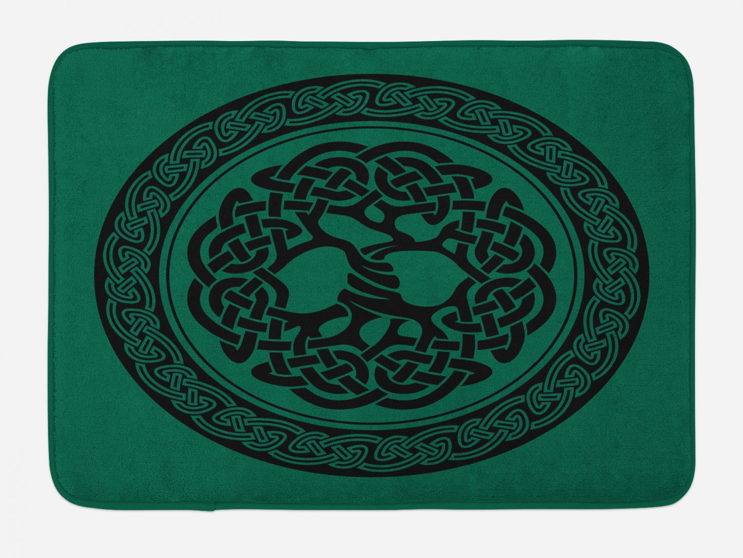 Forest Green and Black Celtic Bath Rug 17.5" x 29.5"