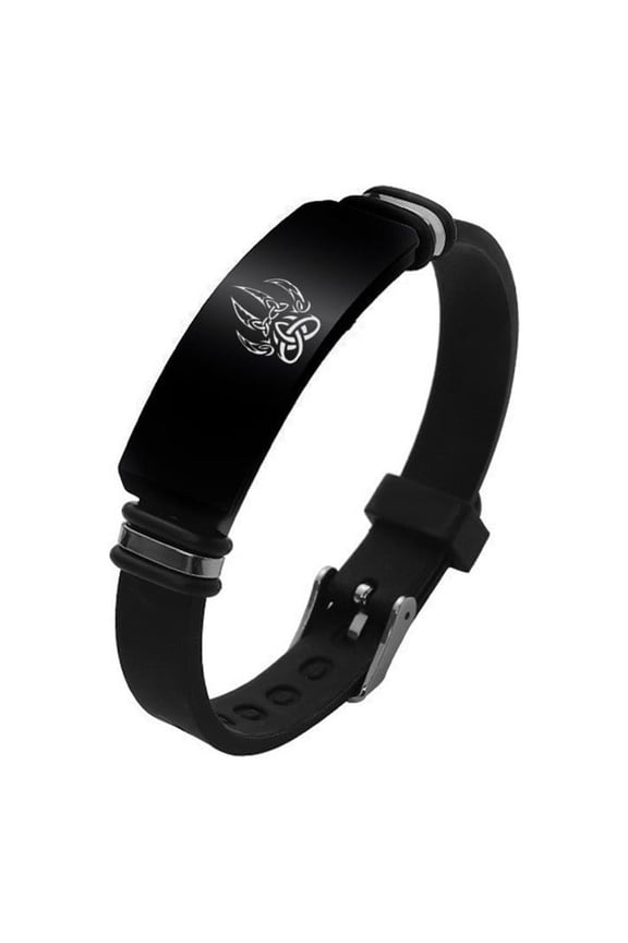Celtic Bear Paw Viking Bracelet for Kids Men Women - Adjustable Stainless Steel Silicone Nordic Vikings Rune Amulet Wristband Norse Runic Protection Bangle Pagan Mythology Odin Warrior Jewelry