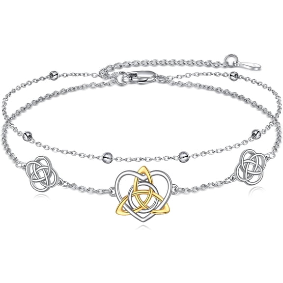 Celtic Bracelet Sterling Silver Celtic Knot Trinity Knot Link Chain Bracelets Irish Jewelry Gifts for Women