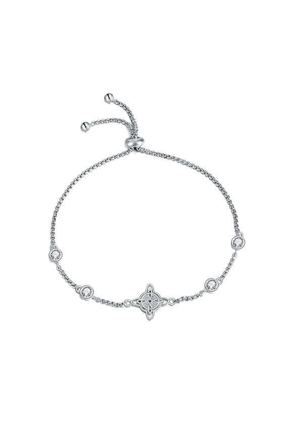 Celtic Bracelet for Women Sterling Silver Witches Knot Link Chain Slider Bracelets Religious Christian Jewelry Gifts for Her