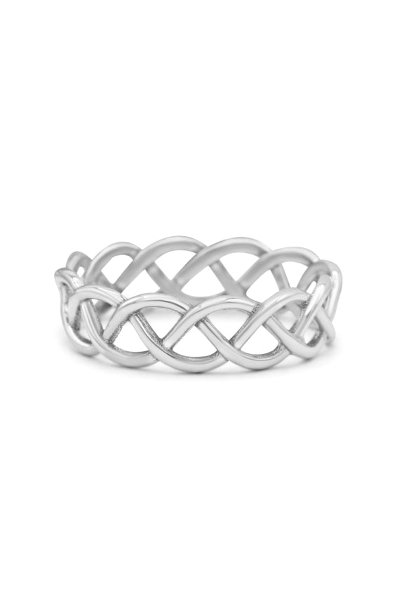 Celtic Braided Band Infinity Knot Ring Solid 925 Sterling Silver Thumb Ring Size 4
