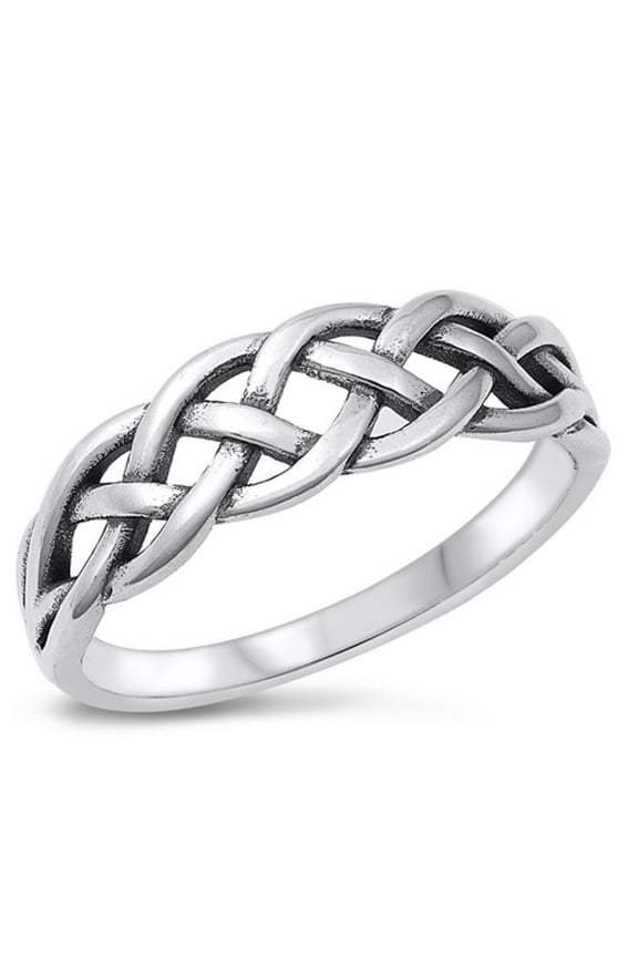 Celtic Braided Knot Ring .925 Sterling Silver Band Jewelry Female Male Unisex Size 7
