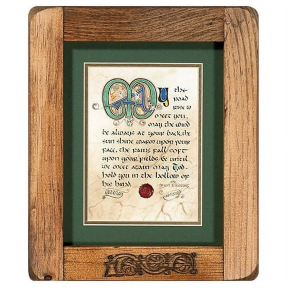 Celtic Card Company Irish Blessing Print Rustic Frame Home Decore Calligraphy by Kevin Dillon Medieval Manuscripts