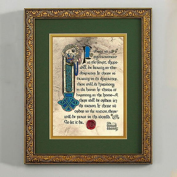 Celtic Card Company Irish Scottish Blessing Print Rustic Frame Home Decore Calligraphy by Kevin Dillon Medieval Manuscripts