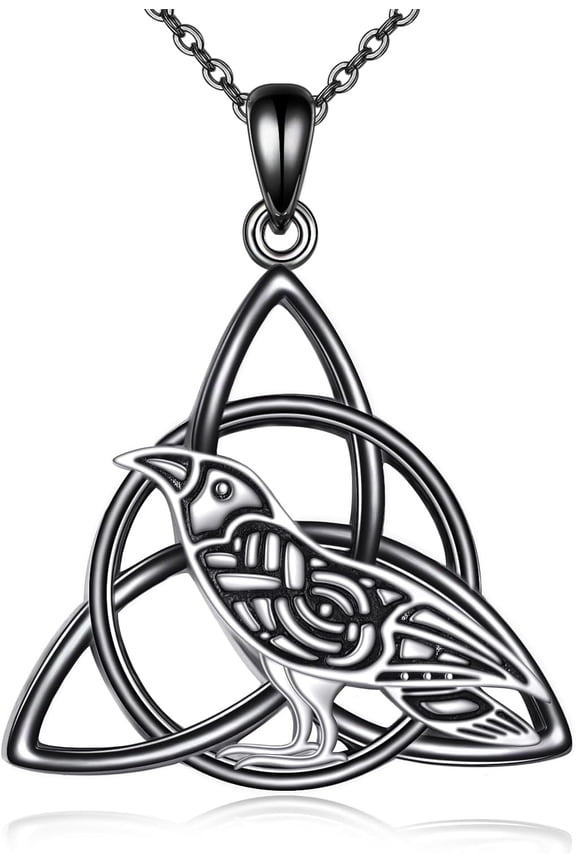 Celtic Cat Necklace/Cat Urn Necklace for Women Sterling Silver Triquetra Celtic Trinity Knot Necklace Halloween Jewelry
