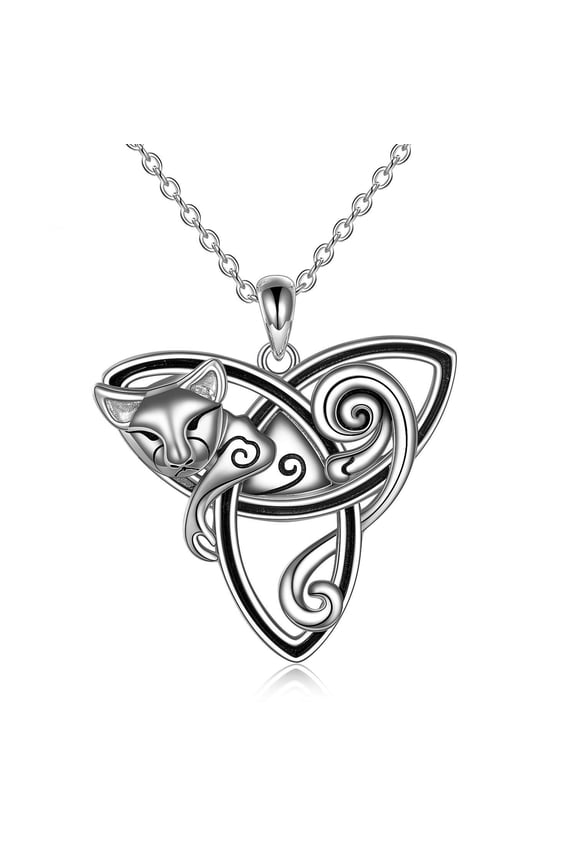 Celtic Cat Necklace for Women Sterling Silver Celtic Knot Necklace Trinity Necklace Wiccian Jewelry