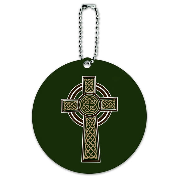 Celtic Christian Cross Irish Ireland Round Luggage ID Tag Card Suitcase Carry-On
