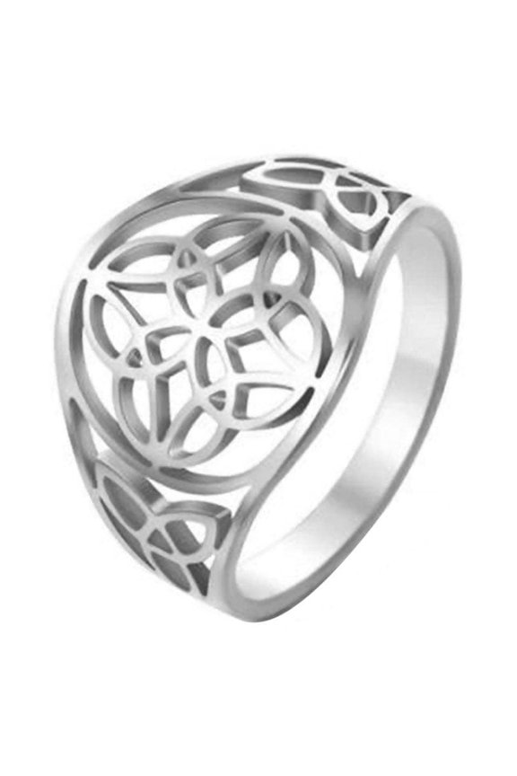 Celtic Circle Knot Ring Womens Stainless Steel Trinity Star Band