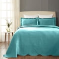 thumbnail image 1 of Celtic Circles 100% Cotton Jacquard MatelassÃÂ© Scalloped Bedspread Set Peacock Blue / King, 1 of 1