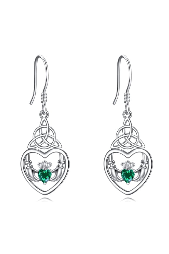 Celtic Claddagh Earrings S925 Sterling Silver Irish Drop Dangling Earrings Celtic Heart Jewelry Gift for Women
