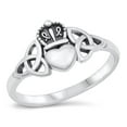 thumbnail image 1 of Celtic Claddagh True Love Friendship Ring .925 Sterling Silver Band Jewelry Female Male Size 10, 1 of 4