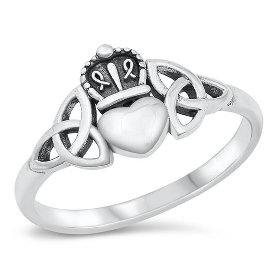 Celtic Claddagh True Love Friendship Ring .925 Sterling Silver Band Jewelry Female Male Size 5