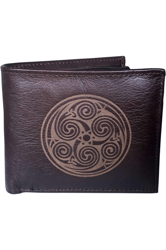 Leather Wallet for Men, Book of Kells Design, 100% Real Leather Y101