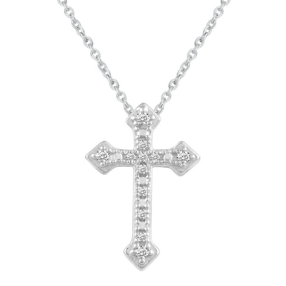 Celtic Cross 1/20 Cttw Natural Diamond Pendant Necklace 925 Silver