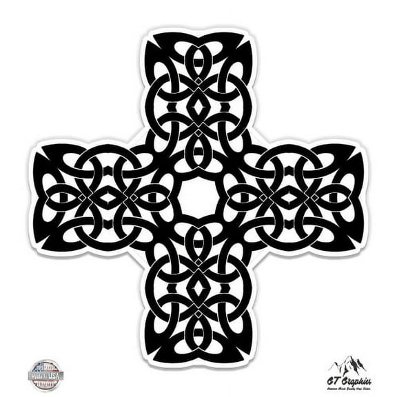 Celtic Cross - 3" Vinyl Sticker - For Car Laptop I-Pad Phone Helmet Hard Hat - Waterproof Decal