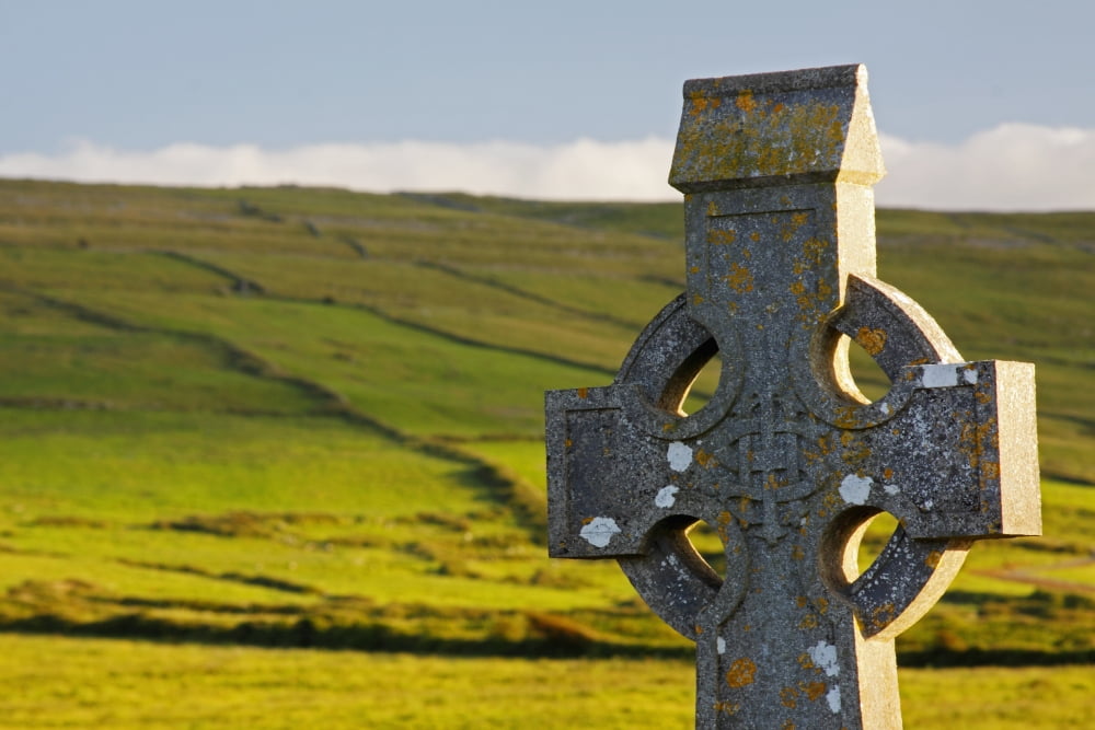 Celtic Cross In A Cemetery In The Burren Region Fanore County Clare Ireland Canvas Art - Trish Punch Design Pics (38 x 24)