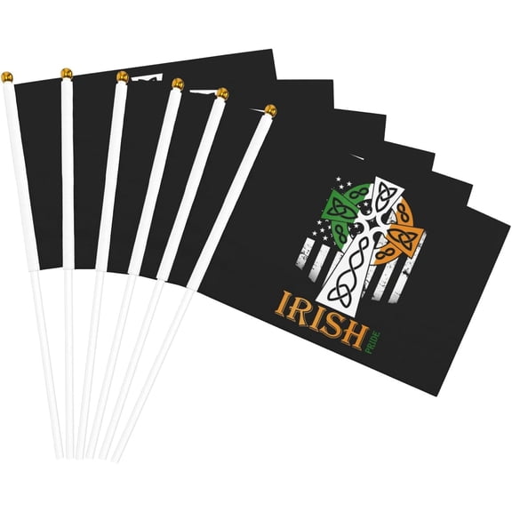 Celtic Cross Irish American Pride Flag 5x8 In Outdoor Decoration Handheld Stick Flags Six Piece