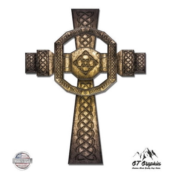 Celtic Cross Irish Pride - 3" Vinyl Sticker - For Car Laptop I-Pad Phone Helmet Hard Hat - Waterproof Decal