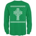 thumbnail image 1 of Celtic Cross Irish Ugly Christmas Sweater Mens Long Sleeve T Shirt, 1 of 1