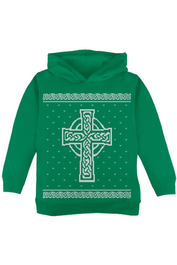 Celtic Cross Irish Ugly Christmas Sweater Toddler Hoodie