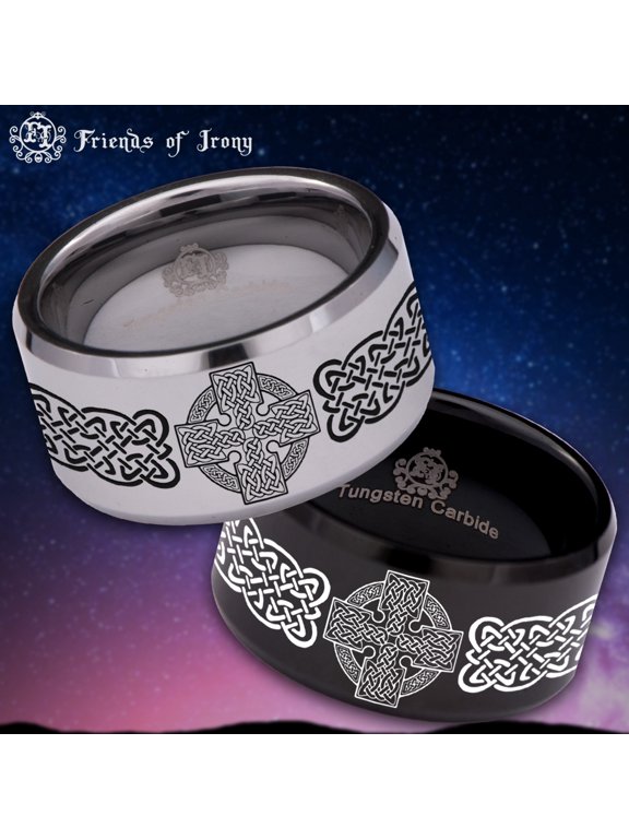 Celtic Cross Knot Shield Tungsten Carbide Ring