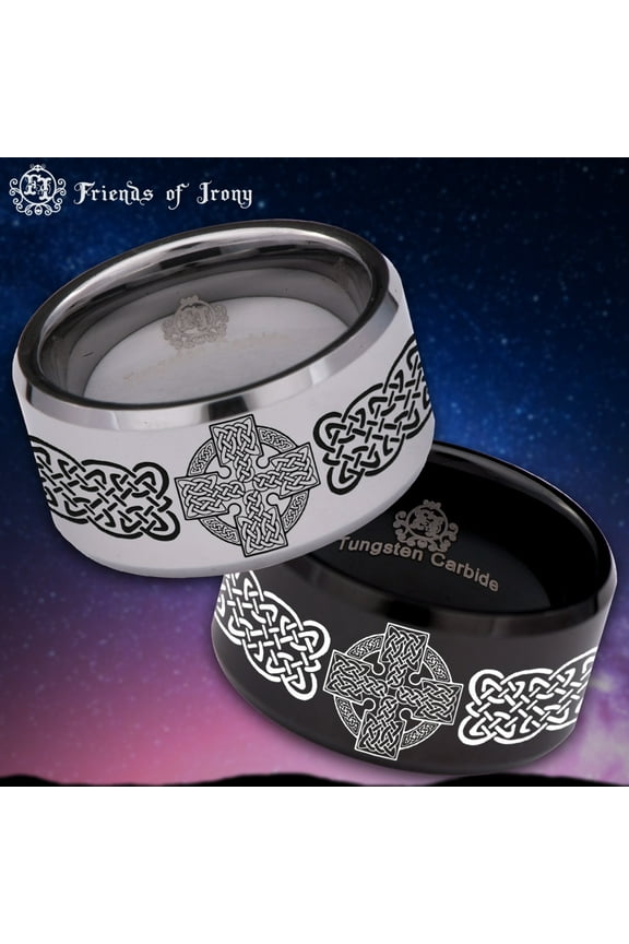 Celtic Cross Knot Shield Tungsten Carbide Ring