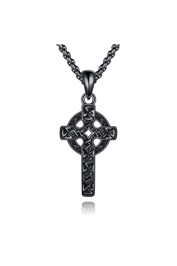 Celtic Cross Necklace 925 Sterling Silver Irish Knot Cross Pendant Viking Jewelry Religious Gifts for Women Men