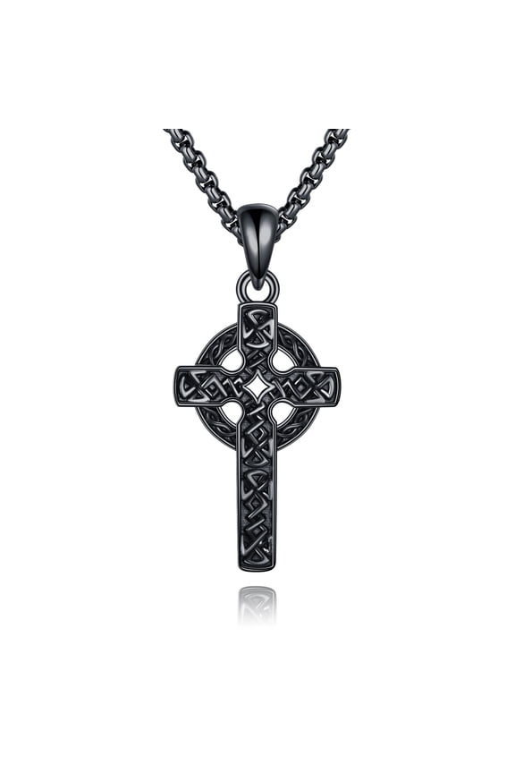 Celtic Cross Necklace 925 Sterling Silver Irish Knot Cross Pendant Viking Jewelry Religious Gifts for Women Men