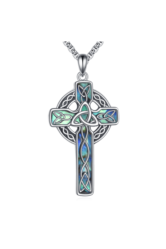 Celtic Cross Necklace Sterling Silver Celtic Knot Pendant Viking Cross Jewelry Gifts for Women