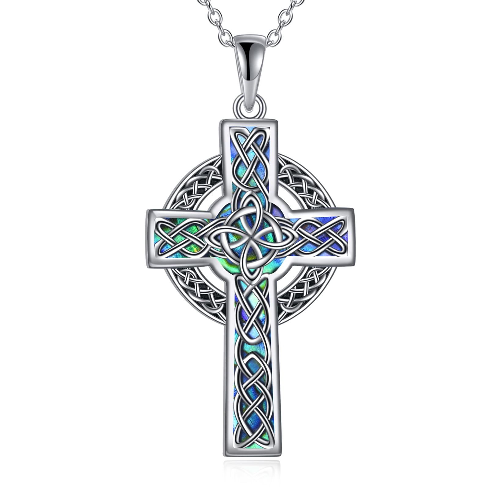 Celtic Cross Necklace Sterling Silver Celtic Triquetra Trinity Pendant ...