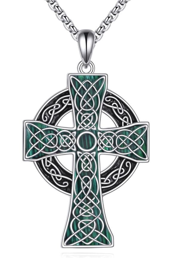 Celtic Cross Necklace for Men 925 Sterling Silver Celtic Cross Pendant Necklace Viking Irish Jewelry Religious Gifts for Women Men