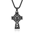 thumbnail image 1 of Celtic Cross Necklace for Men Women, Stainless Steel Irish Knot Cross Pendant, Vintage Celtic Knot Amulet Jewelry Gift, Black, 1 of 4