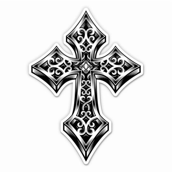 Celtic Cross Ornamental Knot - 3" Vinyl Sticker - For Car Laptop Water Bottle Phone - Waterproof Decal