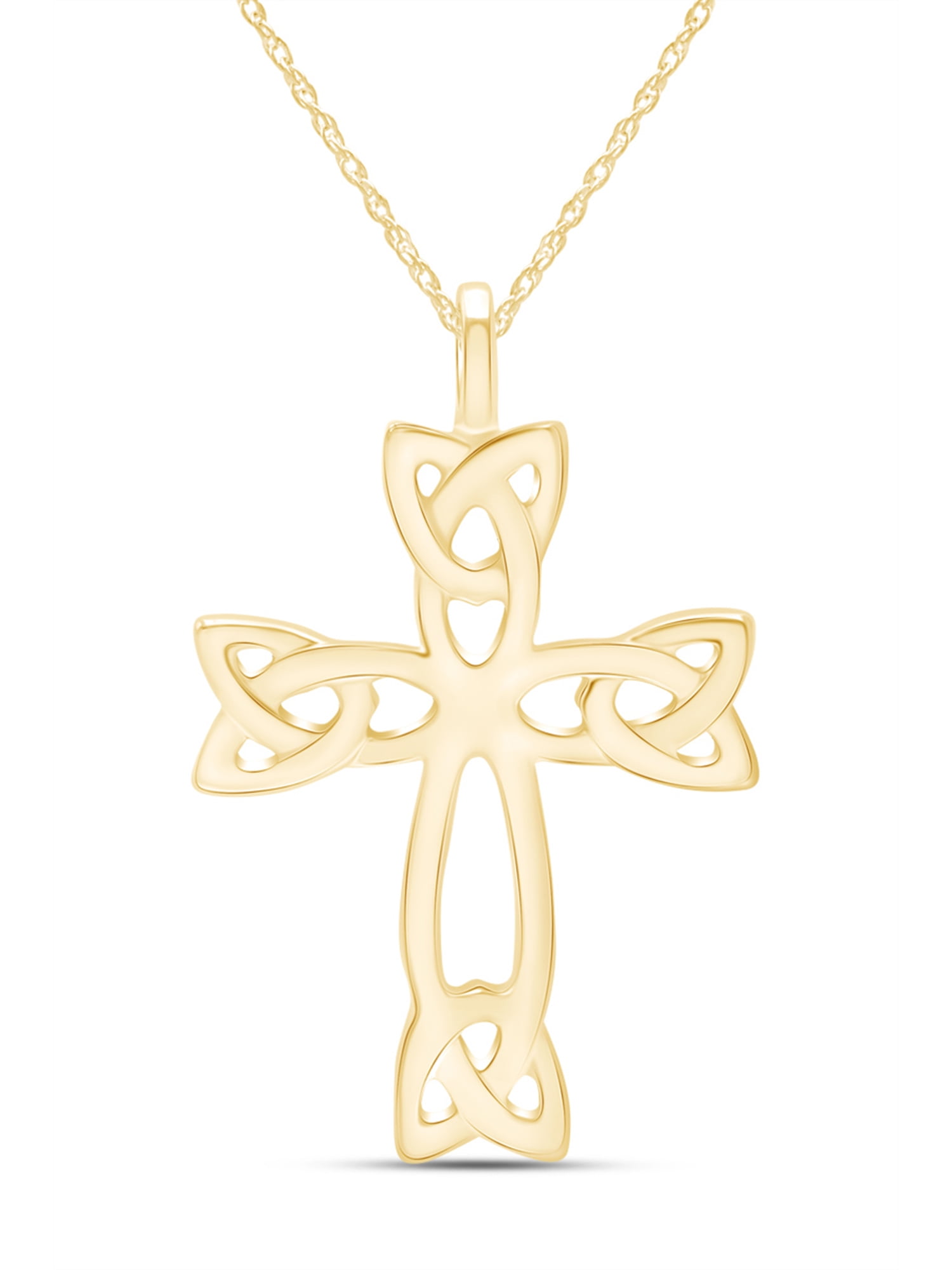 AFFY Celtic Cross Pendant Necklace for Women 14K Yellow Gold over Sterling Silver