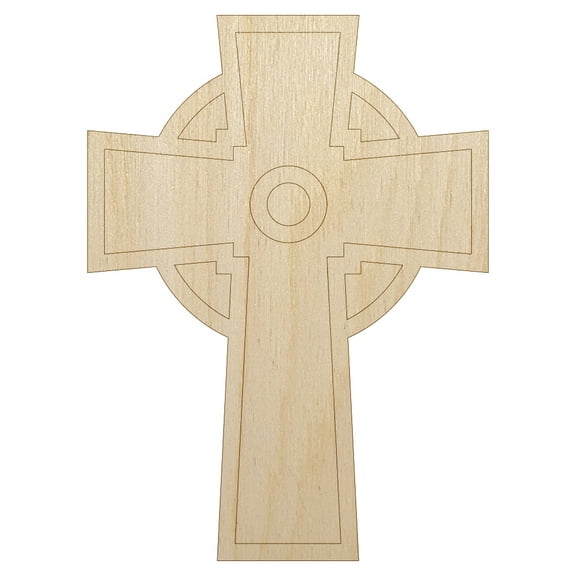 Celtic Cross Simple Outline Wood Shape Unfinished Piece Cutout Craft DIY Projects - 6.25 Inch Size - 1/4 Inch Thick