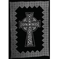thumbnail image 1 of Celtic Cross Tapestry Cotton Bedspread 104" x 86" Full Black, 1 of 1