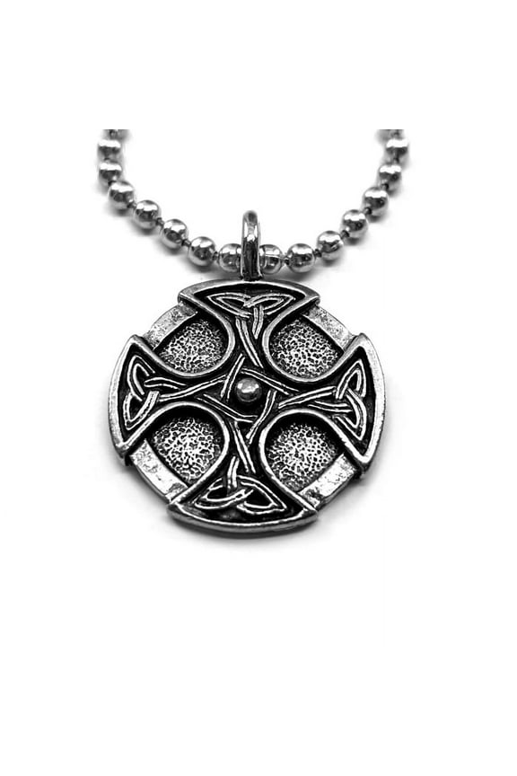Celtic Cross Trinity Shield Pendant Ball Chain Necklace