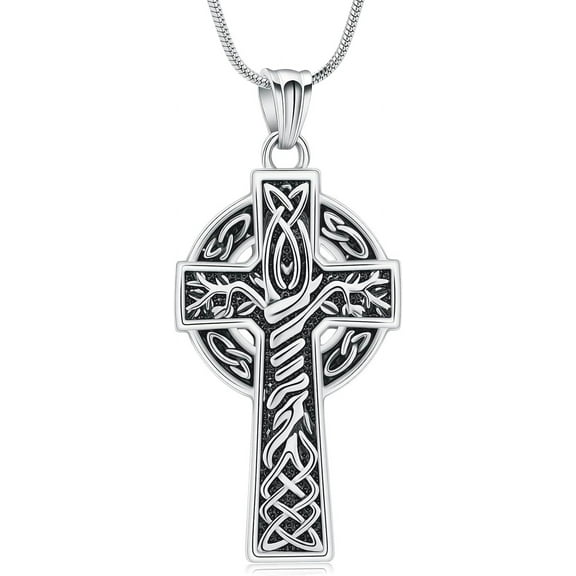 Celtic Cross Urn Necklace for Men Cremation Jewely Stainless Steel Memorial Pendant Keepsakes Gifts for Ashes Holder