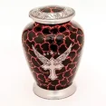 thumbnail image 1 of Celtic Cross Wings Engraved Aluminium Cremation Urn for Human Ashes Adult - Handcrafted Funeral Urn for Ashes - Large - BAG INCLUDED (7'' x 7'' x 10''- 200 lbs or 91 kg, Gold Fire), 1 of 4