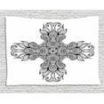 thumbnail image 1 of Celtic Decor Tapestry, Royal Old Knot Pattern with Curled Lace Leaf Figures Renaissance Times Decor, Wall Hanging for Bedroom Living Room Dorm Decor, 80W X 60L Inches, Black White, by Ambesonne, 1 of 2