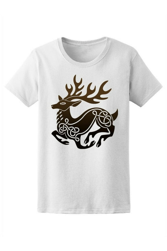 Celtic Deer Stag T-Shirt Women -Image by Shutterstock, Female Medium