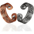 thumbnail image 1 of Celtic Design Copper Magnetic Rings, Set of 2, Pure Copper Jewelry, Gift for Mom Wife, 1 of 5